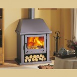 Panadero MontBlanc Ecodesign - Estufa de leña con chimeneas metálicas de 14kW 280m3